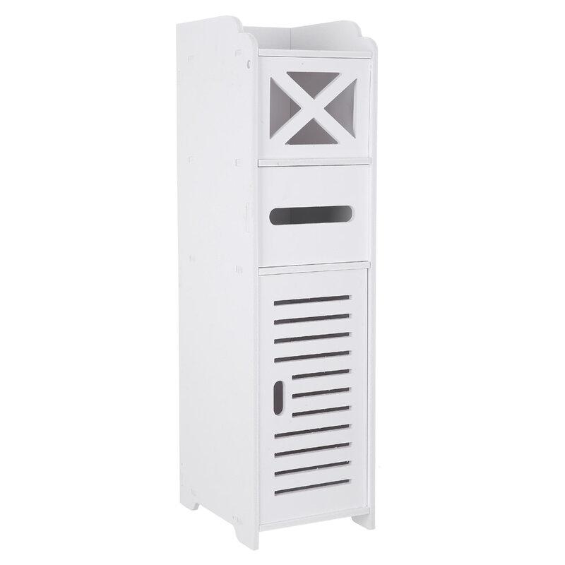 【US Warehouse】Narrow Cabinet for Pvc Toilet Cross Tissues Two Tissue Storages (20x25x74cm) 