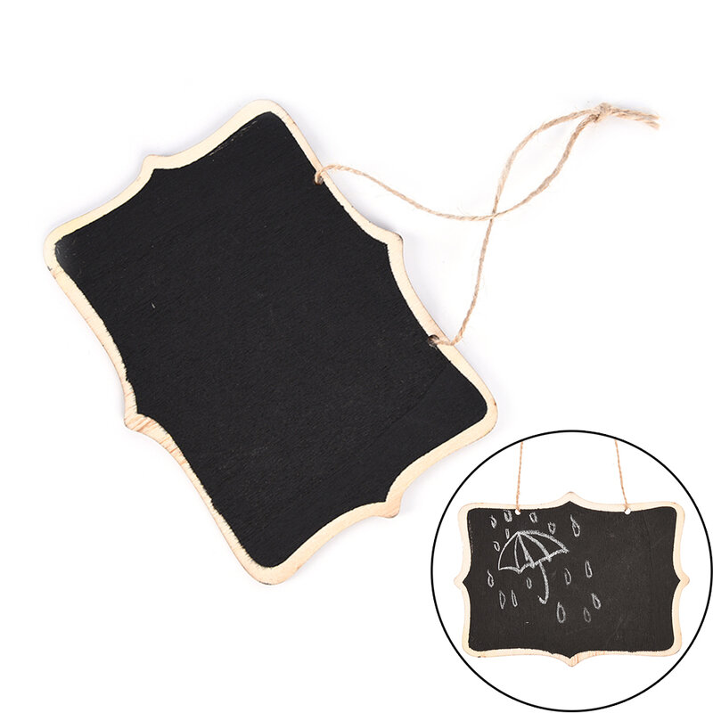 Wooden wall-mount Black board with rope/Wood Blackboard memo/Message board 12*16*0.25cm