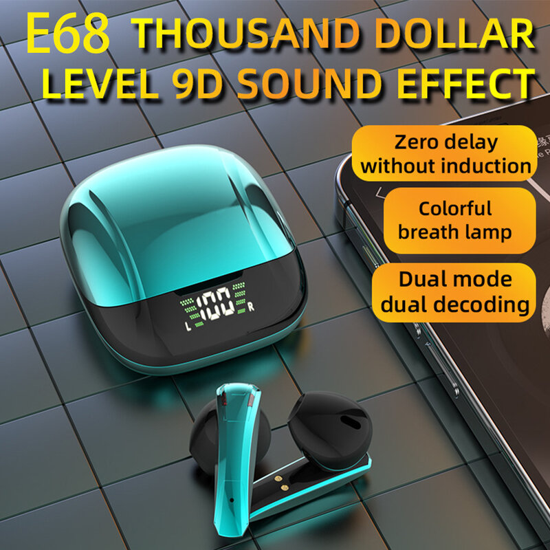 TWS Earphone Bluetooth 5.0 300MAh Kotak Pengisi Daya Headphone Nirkabel Stereo Olahraga Tahan Air Headset Earbud dengan Mikrofon