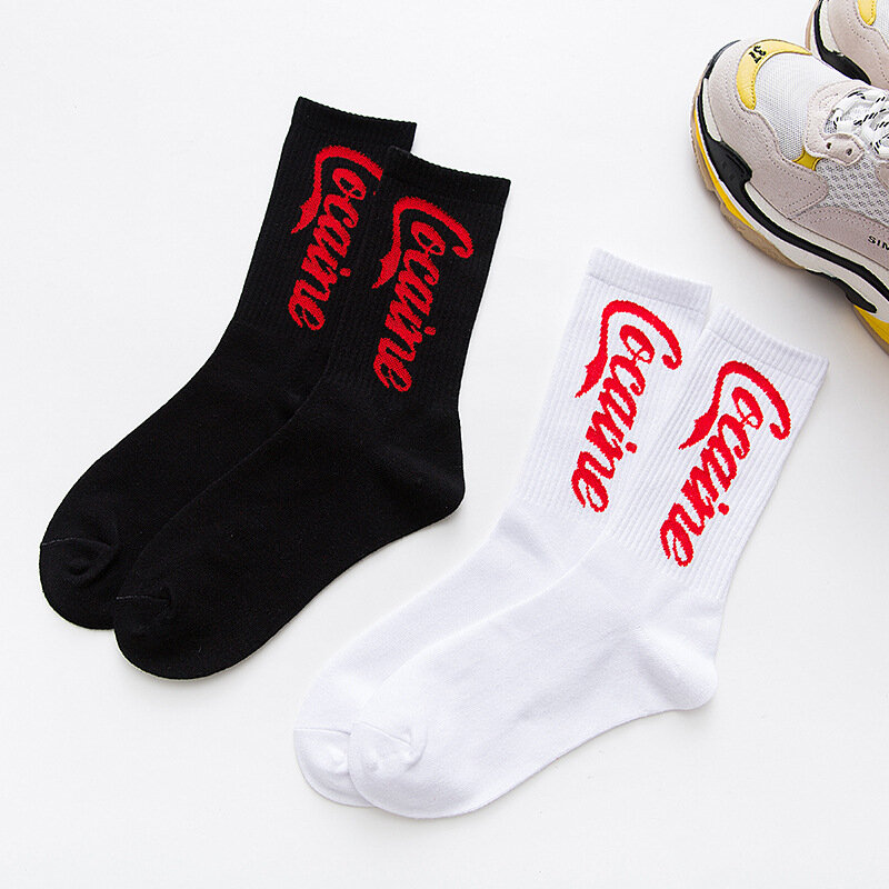 Women Socks Middle Tube Socks with Letters Leave Me Alone Simple Casual Socks Stripes Spring and Summer Fashion Socks