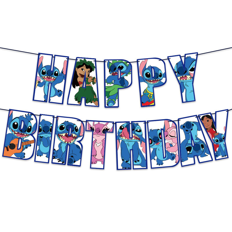 Nieuwe Star Baby Thema Pull Vlag Cake Vlag Latex Ballon Set Stitch Kinderen Gelukkige Verjaardag Party Achtergrond Decoratie Benodigdheden