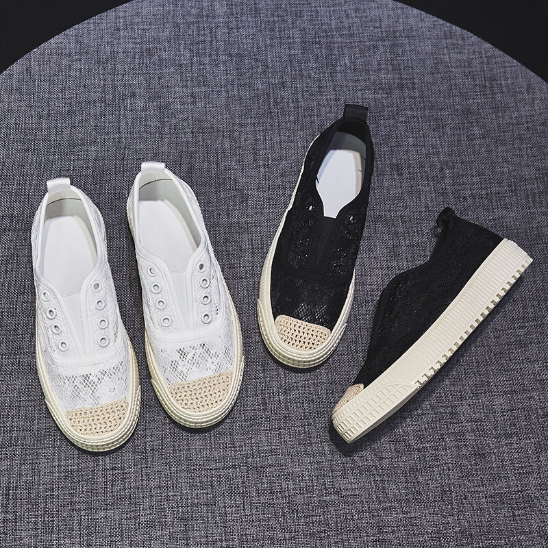 Zapatos planos de verano para mujer, calzado blanco y negro, informal, cómodo, transpirable, con encaje, zapatos de goma, mocasines poco profundos, 2021