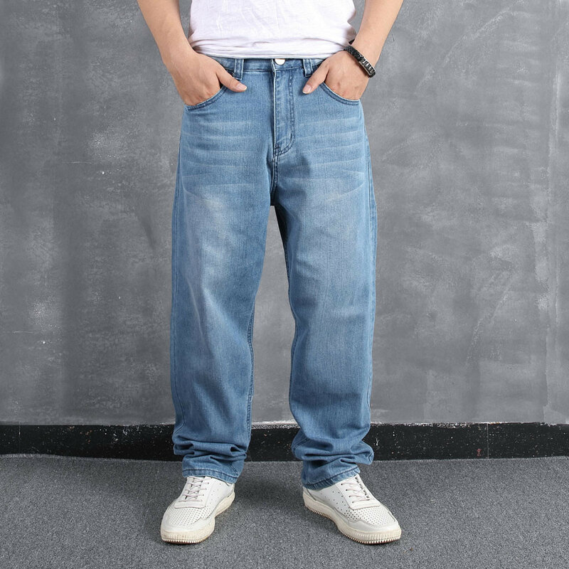 Hip Hop de Rua Calças Jeans Casuais calças de Brim Calca Masculina Solto Tamanho Grande Gordura dos homens Moda Casual Calças Ковбойские мужчины
