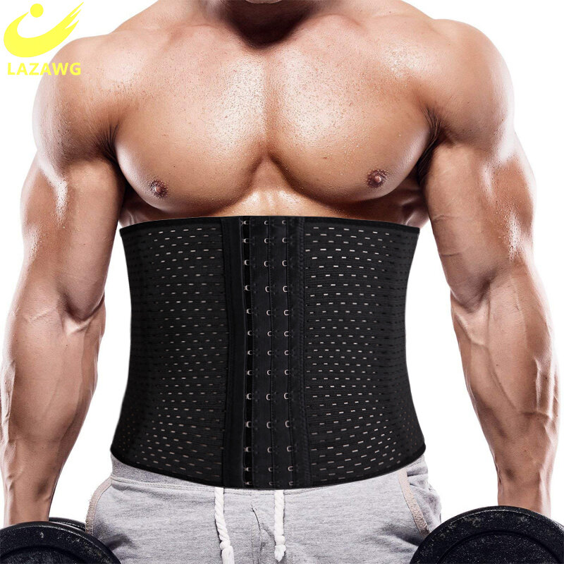 LAZAWG-Entrenador de cintura para hombre, ropa moldeadora de cuerpo, adelgazante, recortador de barriga, Fitness, cinturón de modelado transpirable