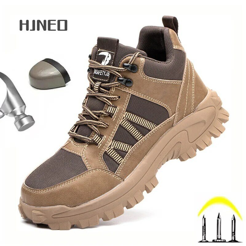 Zapatos de seguridad transpirables para hombre, botines de trabajo indestructibles con punta de acero, zapatillas de trabajo suaves antiperforación, novedad de 2021