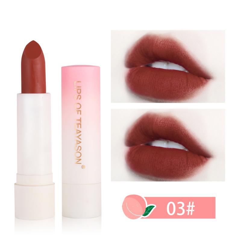 Lipstik Peach Merah Retro Matte 6 Warna Modis Kosmetik Make Up Musim Panas Rias Bibir Tahan Lama Kunci Warna TSLM1