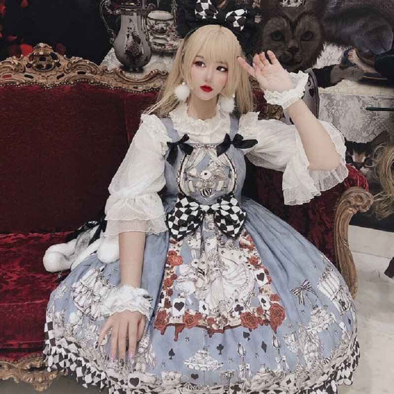 Nhật Bản Gothic Lolita Váy Đầm Vintage Đậm Tang Lễ Lolita Jsk Đầm Nữ Harajuku Thoáng Mát Không Tay Punk Treo Áo Có Nơ