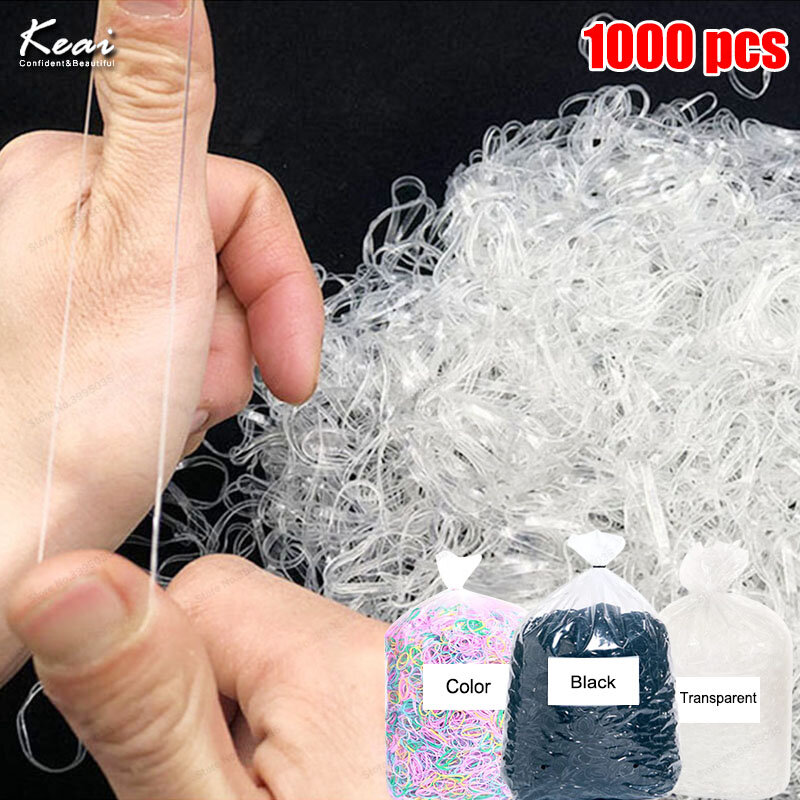 1000 Pcs Transparent Scrunchies Hair Elastic Rope Rubber Band Women Girls Ponytail Holder Hair Accessories Pet Styling Tools
