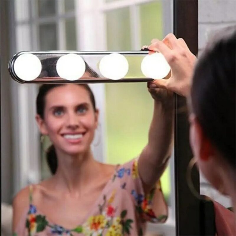 4 Bulb Makeup Mirror Light Headlight Installed Convenient Suction Cup Makeup Lamp LED Mirror Light Battery Powered Gift