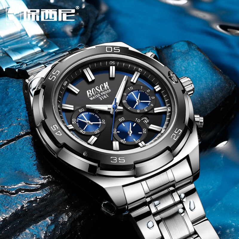 Wysokiej jakości zegarki Relogio Masculino mężczyźni 2020 Top marka luksusowe złoty chronograf mężczyźni zegarki złoty duży męski zegarek