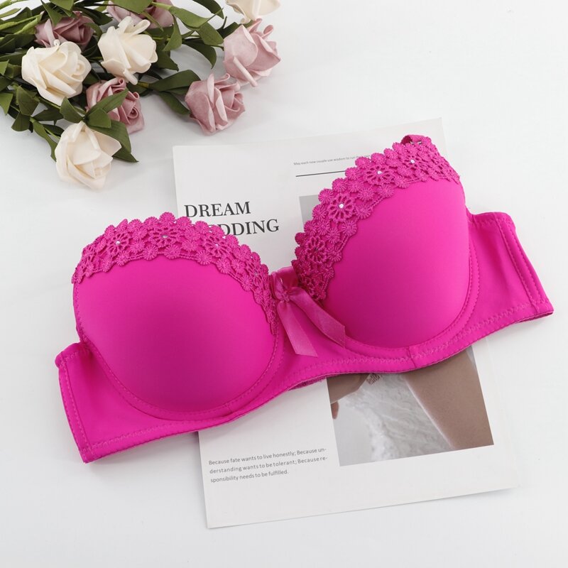 Beauwear Strapless Push Up Bra Sexy Women Underwear Padded Breast Lift Up Bh Floral Lace Embroidery Beading Intimate Lingerie