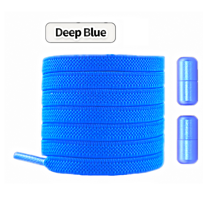 Azul profundo nova cápsula fivela elástica sem laço cadarços semicírculo metal bloqueio cadarços para crianças e adulto tênis cadarços