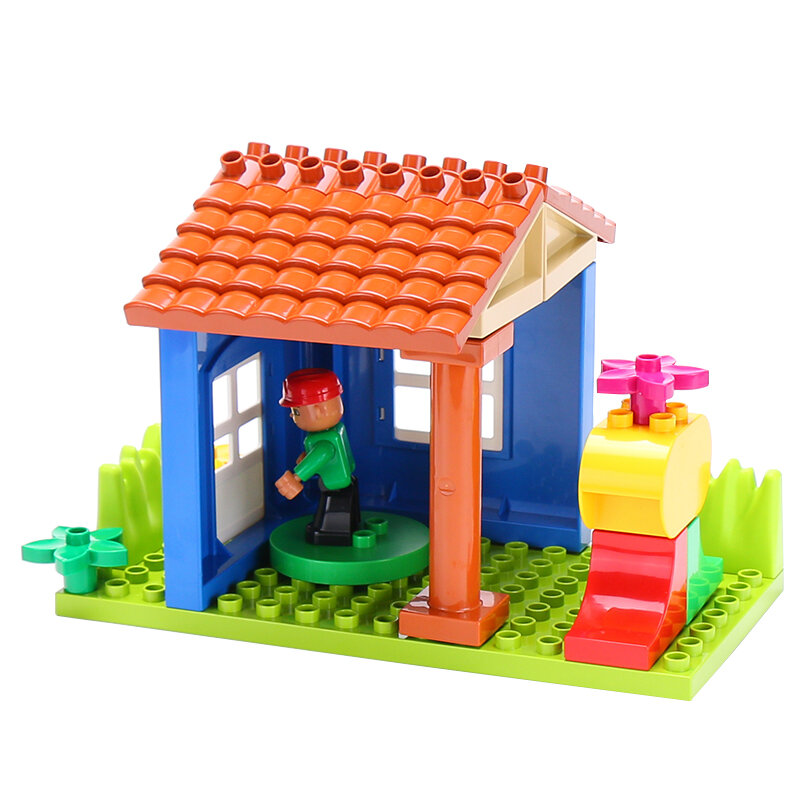 Conjunto de accesorios de montaje de partículas grandes, bloques de construcción grandes, juguetes creativos, compatibles con la casa de techo Duplo