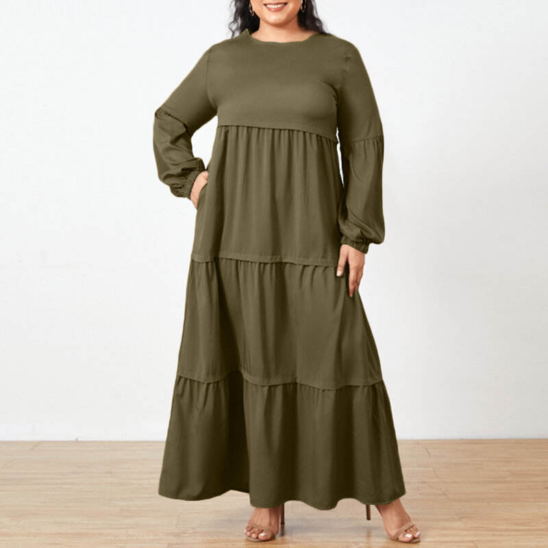 ZANZEA-Vestido de verano Vintage plisado para mujer, de talla grande caftán, de manga larga y cuello redondo, elegante, para vacaciones y fiesta