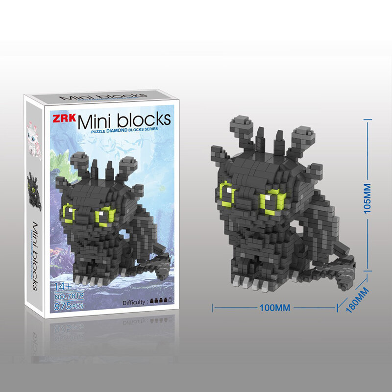 Czarny biały smok diamentowe cząstki klocki montaż zabawek edukacyjnych prezenty dla dzieci Model postaci z Anime dla dzieci prezent