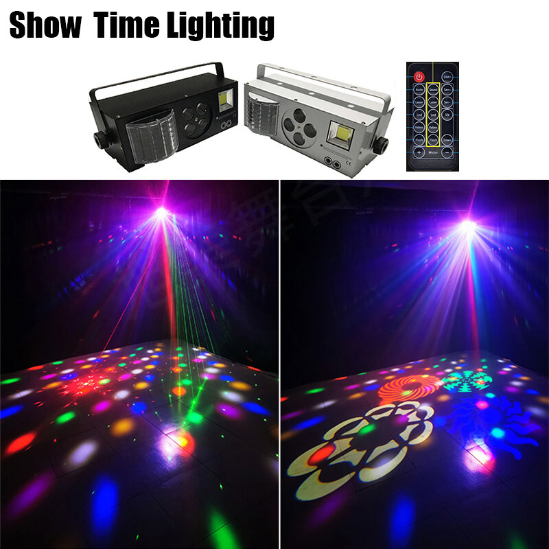 Luz estroboscópica 4 en 1 con patrón de Láser Led para Dj, iluminación de discoteca potente con Control remoto, buen efecto para fiesta, karaoke y boda
