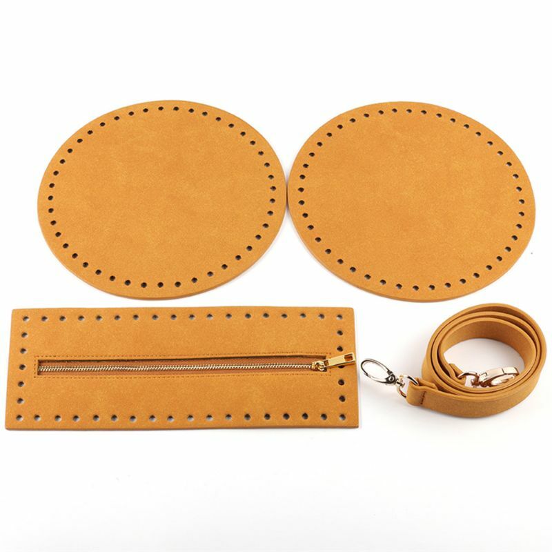 4 Teile/satz Tasche Bottom Basis Runde Faux Leder Strap Zipper für DIY Häkeln Handtasche
