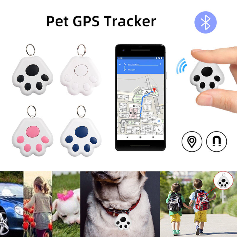 สุนัข Paw บลูทูธ Anti-Lost อุปกรณ์สัตว์เลี้ยงสุนัข GPS Tracker 15M การตรวจสอบช่วงบลูทูธรถแทรกเตอร์สัตว์เลี้...