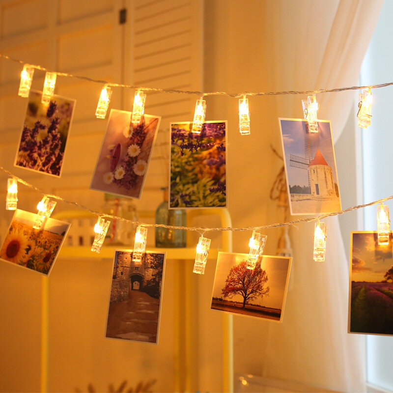 Guirlande lumineuse à LED pour Photo, support pour carte Photo, lumière scintillante féerique, alimenté par batterie USB, pour fête de noël