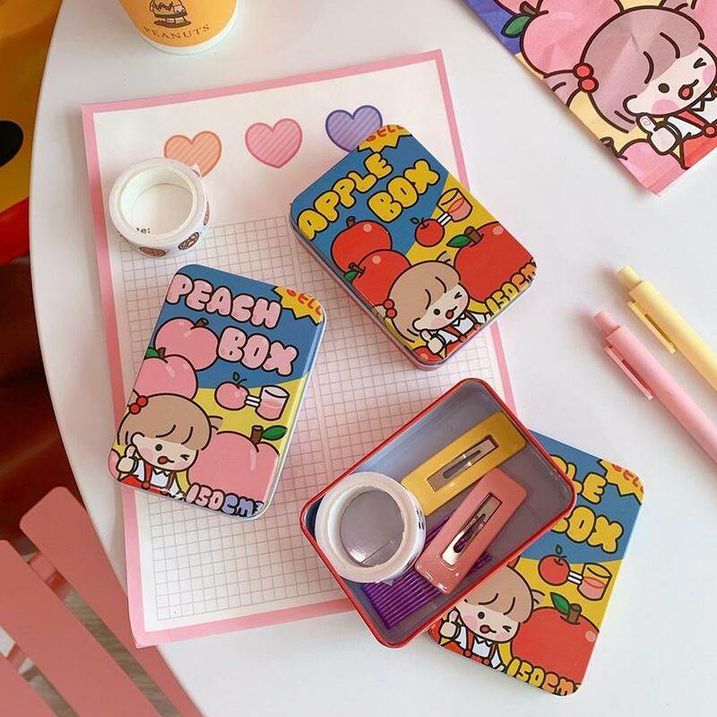 9.5 x 6.5cm Square Metal Storage Container Hand Account Sticker Candy Elegant Tinplate Empty Tins Iron Box Collecting Case Grid