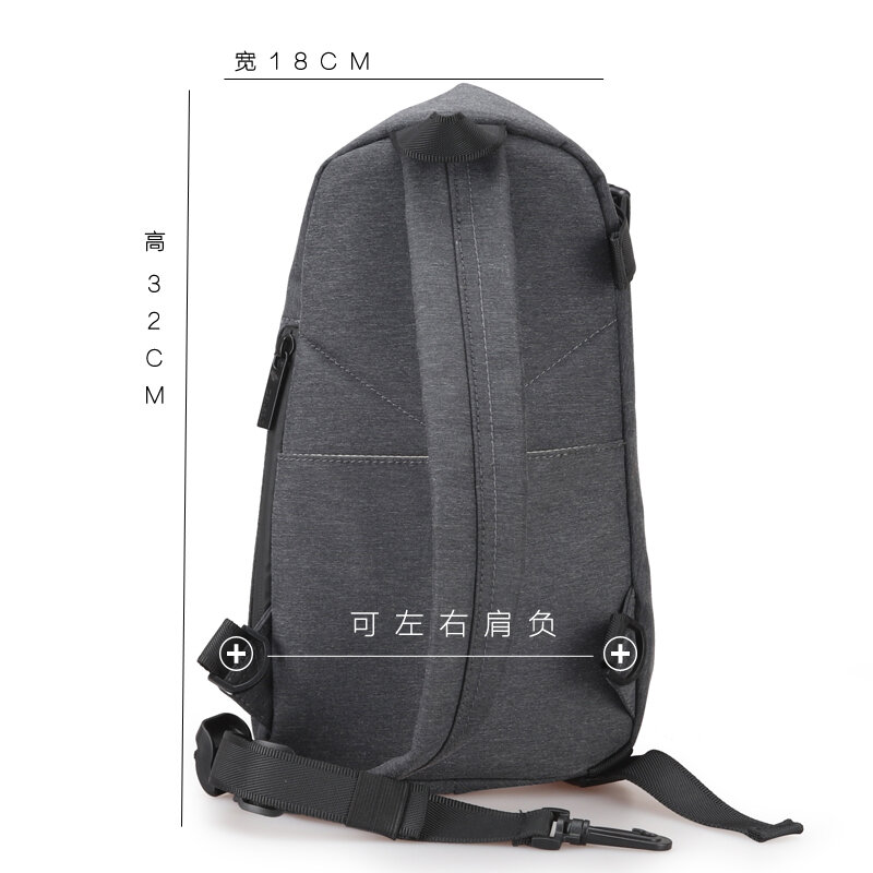 Fashion bag for Men One Shoulder Chest Bag Male Messenger Boys College School Bag for Teenage Travel Causal Black