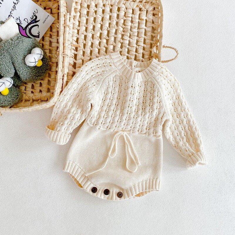 Yg Autumn Baby Clothes Girls Romper Autumn Long Sleeve Baby Girl Knit Hollow Out Rompers Baby Jumpsuit Baby Clothes