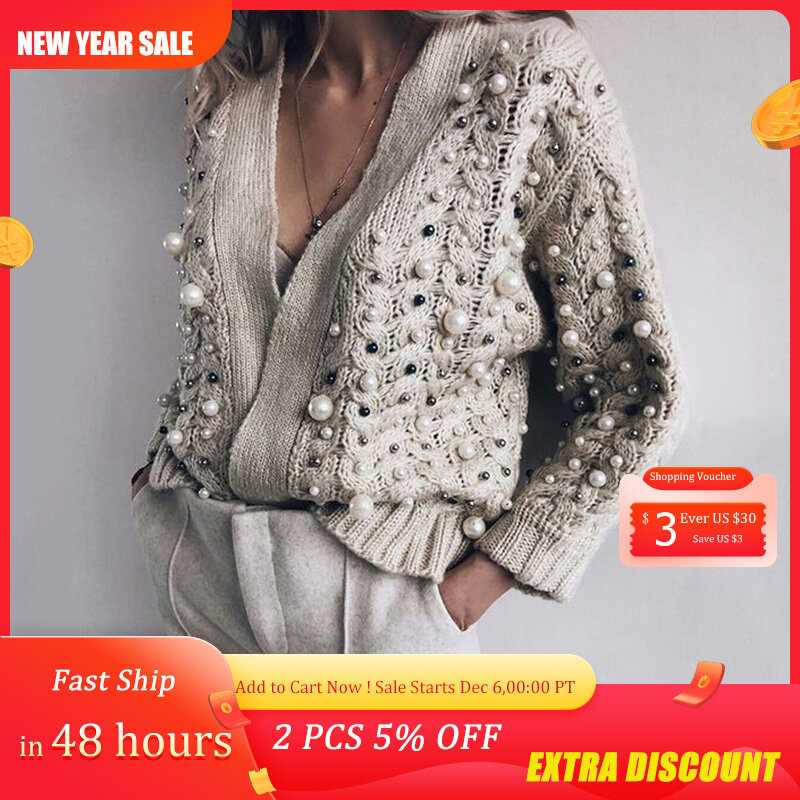 Beading Designer Cardigan Women Sweater Winter Autumn 2022 Fashion Brand Knitted Sweaters Female Outwear Casual Tops Jumper Coat