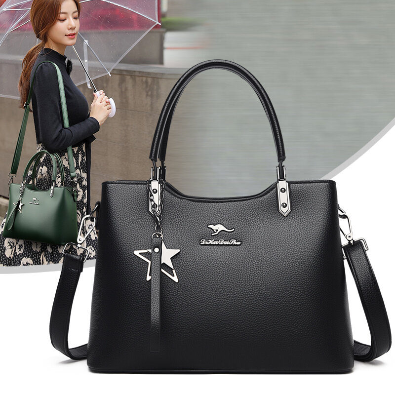 패션 캐주얼 단색 여성 핸드백 여성을위한 고품질 Pu 가죽 어깨 가방 2021 Simplicity Crossbody Bag