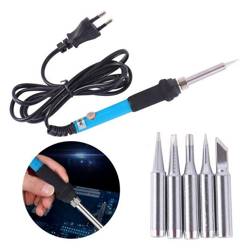60W Adjustable Temperature Electric Welding Soldering Iron Tools 5 Tips 220V