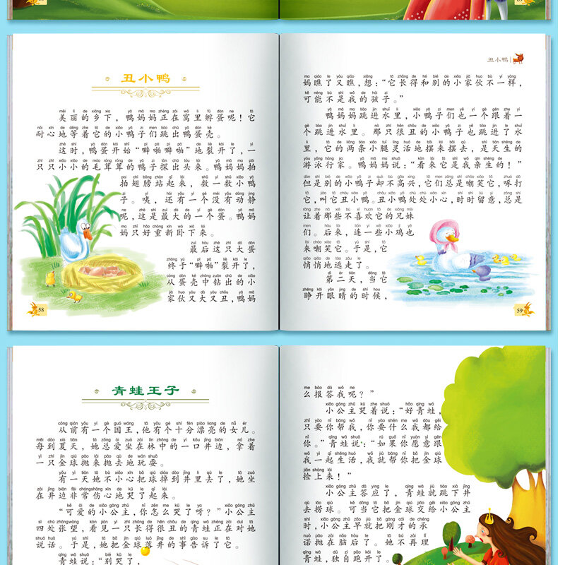 Livre d'histoire chinoise pour enfants, 4 livres/ensemble, livre de conte de fées, Pinyin, livres de lecture