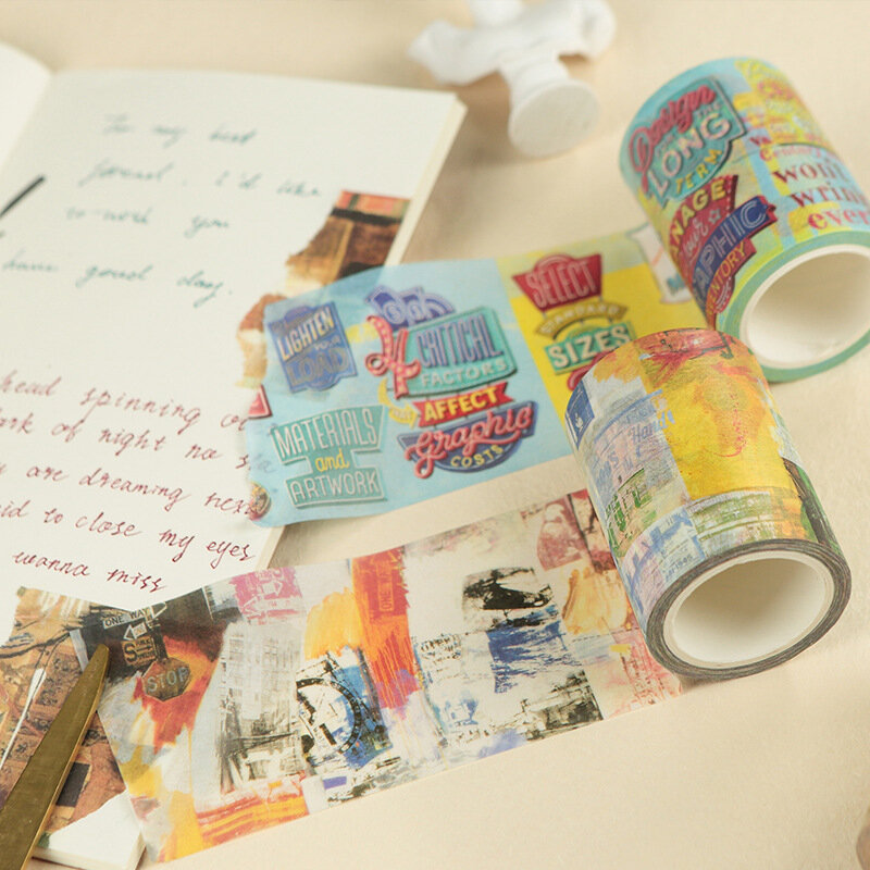 60mm x 7m 와이드 그래피티 마스터 시리즈 핸드북 Diy 손으로 그린 복원 문학 예술 장식 와이드 Washi 테이프
