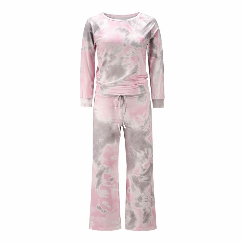 Yg brand women's wear 2021 spring and summer sports suit casual tie dyeing sweater home pajamas two piece T-shirt pants