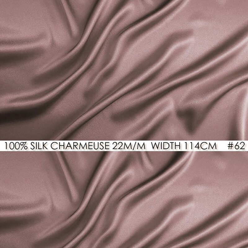 100% seta charamy raso 114cm larghezza 22mommes seta pesante rosa colore raso tessuti puro Soie prugna grigio #62