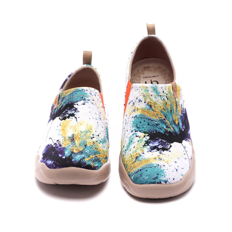 UIN Women's Lightweight Slip Ons Sneakers Walking Flats Casual Flower Art Painted Travel Shoes Oopsie Daisy