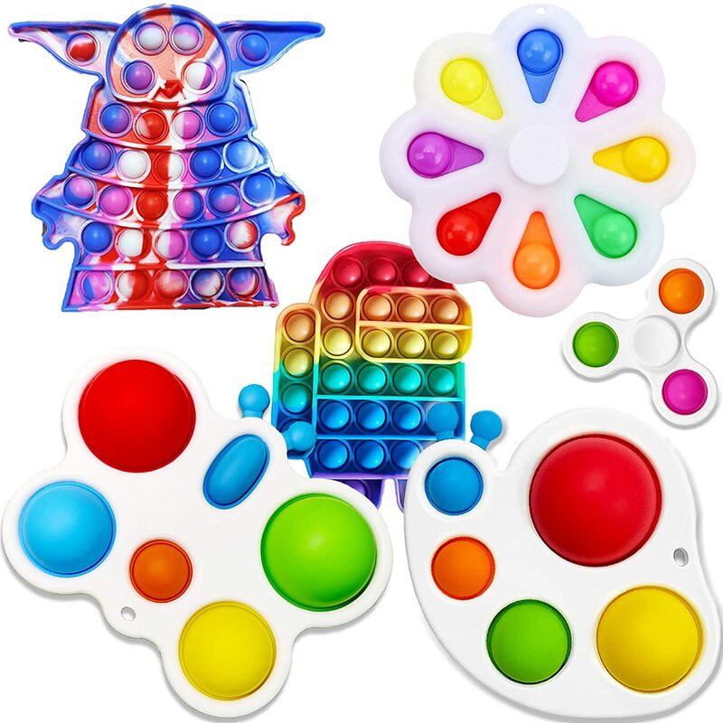 Set di giocattoli di agitazione sensoriale semplice fossetta Push Bubble Silicone economico allevia ansia da Stress mano Pop per adulti bambini