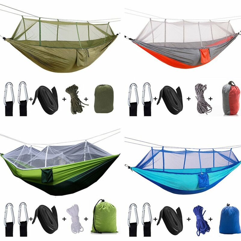 Dubbele 210T Nylon Outdoor Mosquito-Proof Antenne Camping Hangmat Ademend Anti-Muggen Duurzaam Hangmat