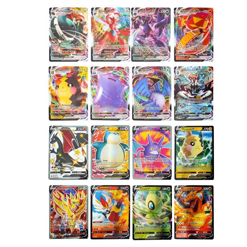 60-200Pcs French Version Pokemon Card Featuring 10 V 50 VMAX 100 Gx 60 Tag Team 20 MEGA 80 EX For Children's Collection Card Toy