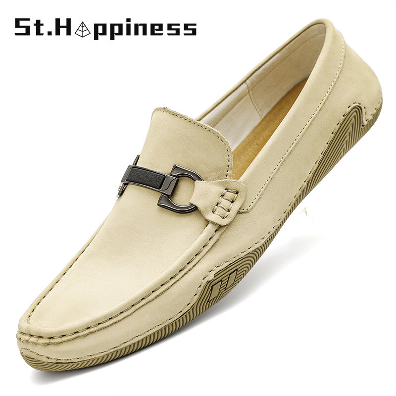 2021 New Brand Men's Shoes Outdoor Suede Soft Flat Casual Shoes Loafers Moccasins Luxury Leather Slip On Driving Shoes Big Size