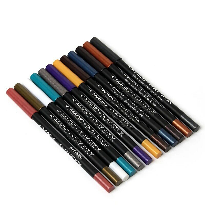 12 Colors Waterproof Shimmer Eyeliner Pencil Cosmetic Glitter Eye Shadow Stick Easy To Wear Lasting Eyes Cosmetics Makeup TSLM1