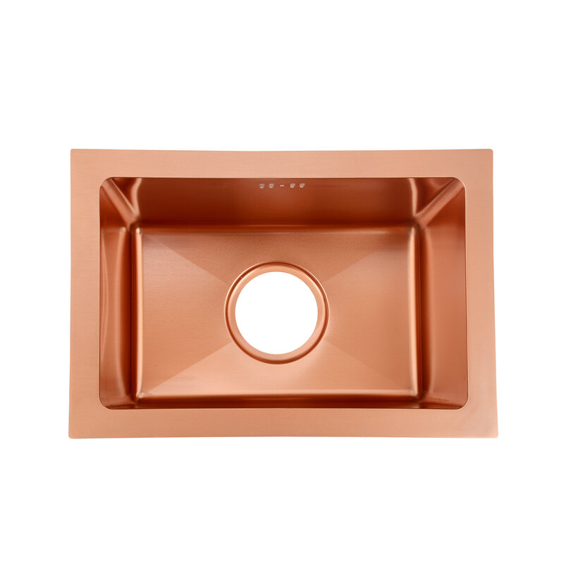 Rose Gold Kitchen Small Sink Balcony Household Small Sink Mini Single Slot Kitchen Sink Undermount Stainless Sinks Set 26x38cm