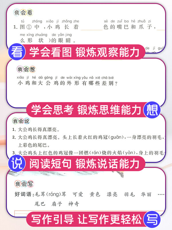 Livros-libro de trabajo sincrónico chino para escuela primaria, nuevo diseño de imágenes y escritura de palabras para el segundo grado