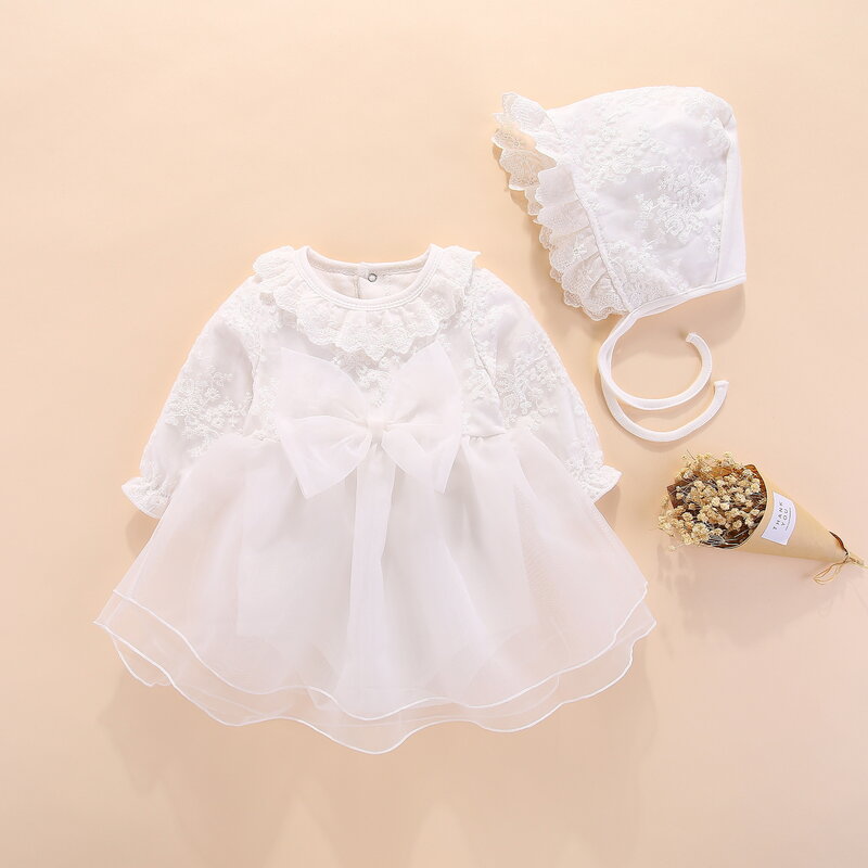 2022 신년 소녀 의류 세트 유아 소녀 공주 핑크 레이스 드레스 아이 베이비 파티 결혼식 미인 대회 드레스 공식 드레스 + 모자