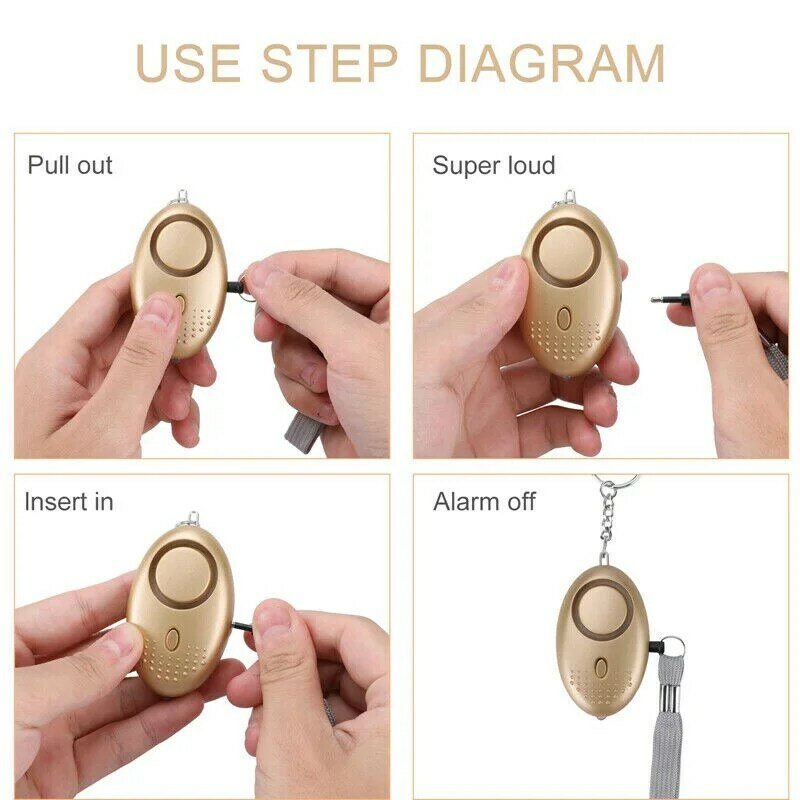 Personal Alarms 130db Security Sirens Keychain with Flashlight Self-defense Mini Safety Sound for Women Kids Elderly Students