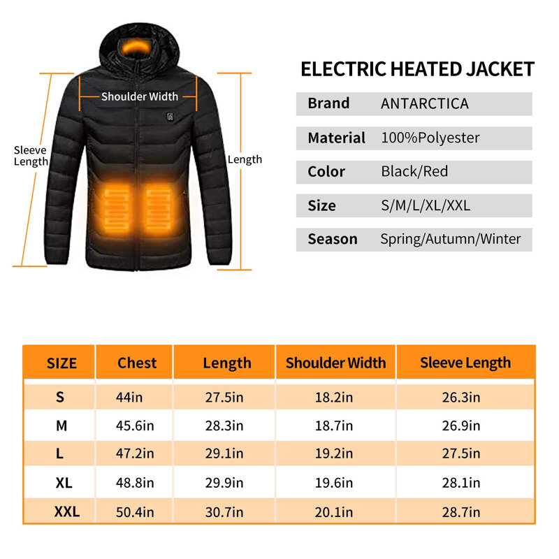 5 지역 똑똑한 빨리 난방 재킷 겨울 USB 5V 3A 옥외 온난 한 스포츠 기관 자전차 온난 한 옷 남자 여자