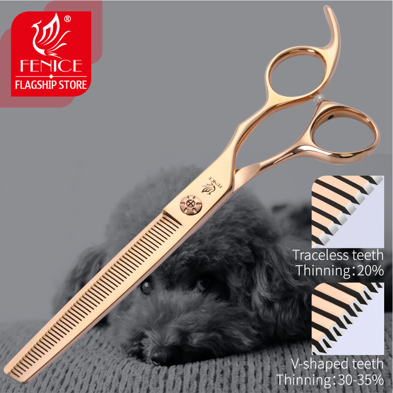 Fenice 6,5/7,0 pulgadas profesional de mascotas tijeras de peluquería canina perro adelgazamiento tijeras de animales de pelo herramientas