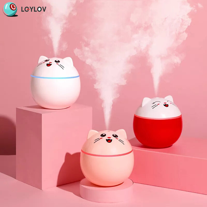 Air Humidifier Lucky Cat USB Ultrasonic Mist Maker Colorful Night Lamps Aroma Oil Diffuser Portable Mini Purifier for Home Car