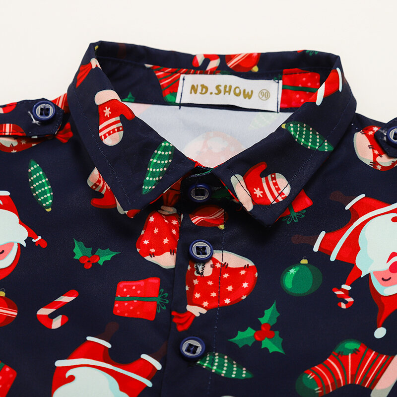 Neueste Weihnachten kinder Kleidung Jungen Casual Outfits Formale Chidren Kleidung Brief Drucken Teens Lange Ärmeln Tops Kinder Hemd