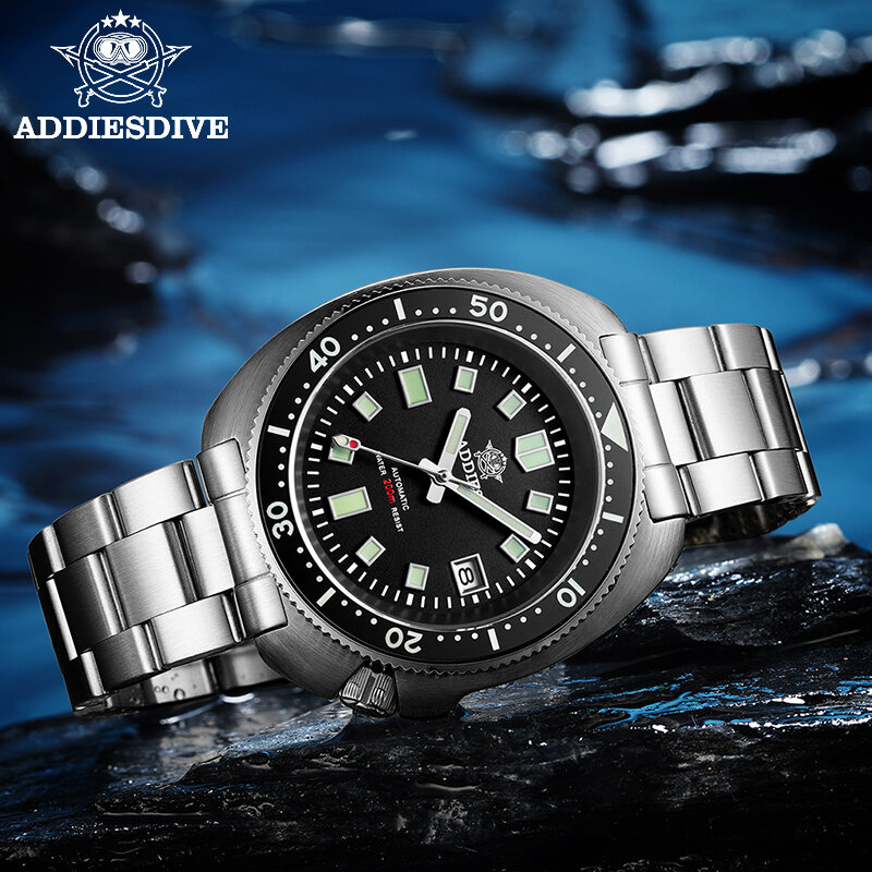 ADDIES Abalone Men NH35 automatyczny zegarek nurkowy 200M wodoodporny szafirowy męski zegarek mechaniczny ze stali nierdzewnej