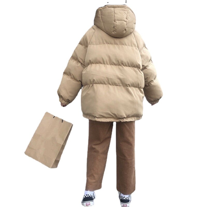 Новинка 2021, женская короткая куртка, зимние толстые пальто с капюшоном и хлопковой подкладкой, женские свободные парки в Корейском стиле, же...
