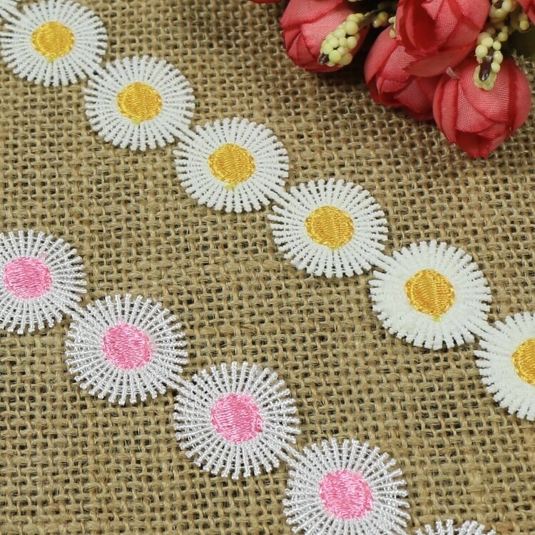 Fine Sunflower Flower Water Soluble Embroidery Lace Ribbon DIY Skirt Hat Bag Strap Trim Necklace Headdress Creation Dentelle